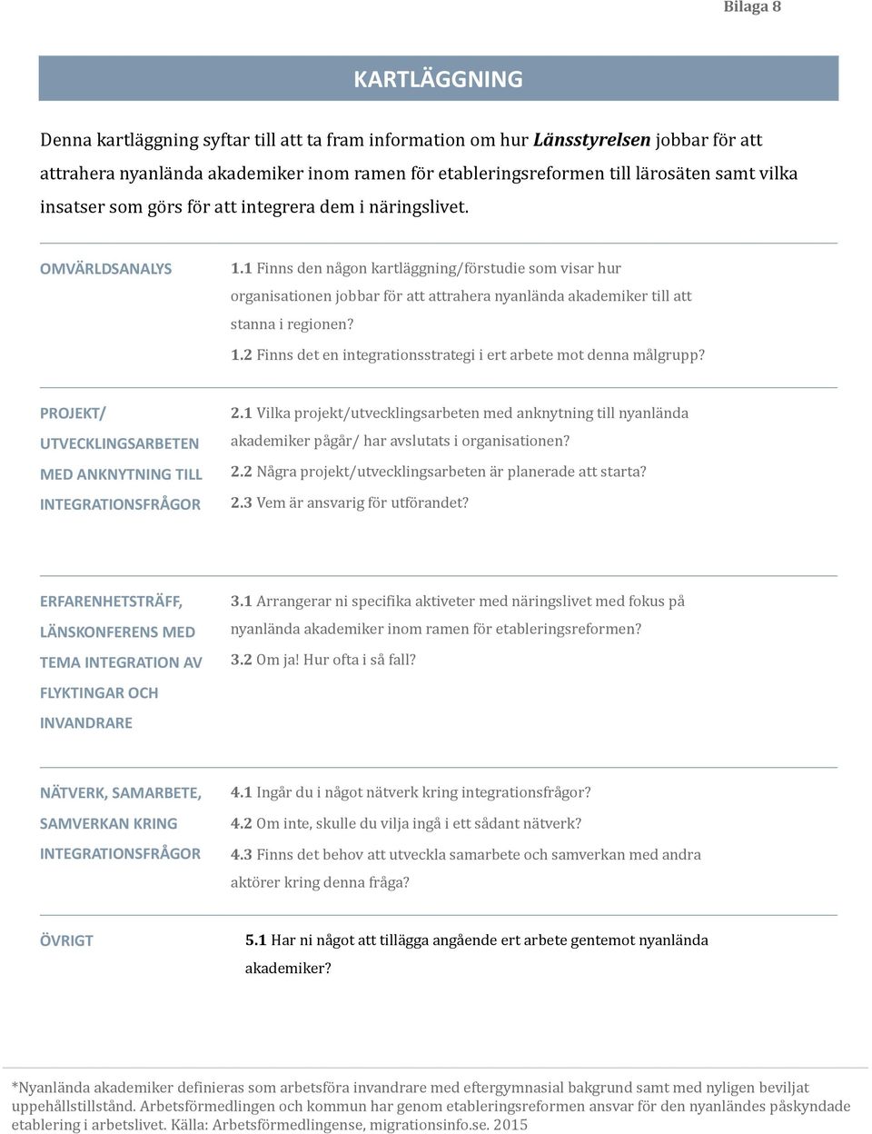 1 Finns den na gon kartla ggning/fo rstudie som visar hur organisationen jobbar fo r att attrahera nyanla nda akademiker till att stanna i regionen? 1.