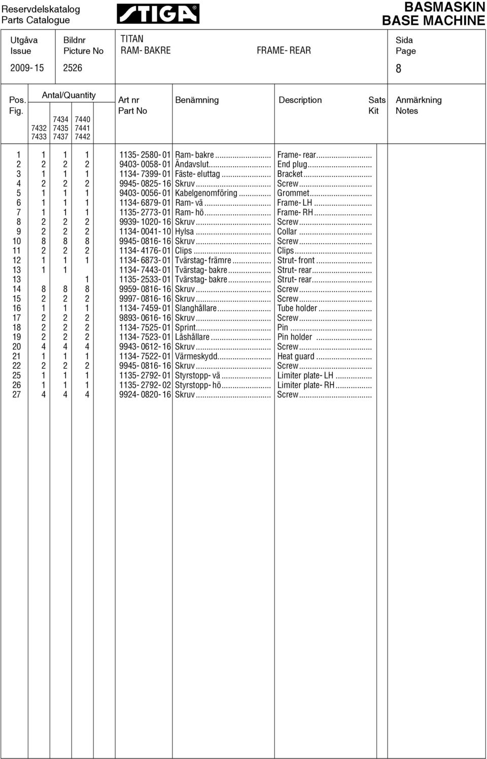 .. 1 1 1 11-799- 01 Fäste- eluttag... Bracket... 99-08- 1 Skruv... Screw... 1 1 1 90-00- 01 Kabelgenomföring... Grommet... 1 1 1 11-879- 01 Ram- vä... Frame- LH... 7 1 1 1 11-77- 01 Ram- hö.