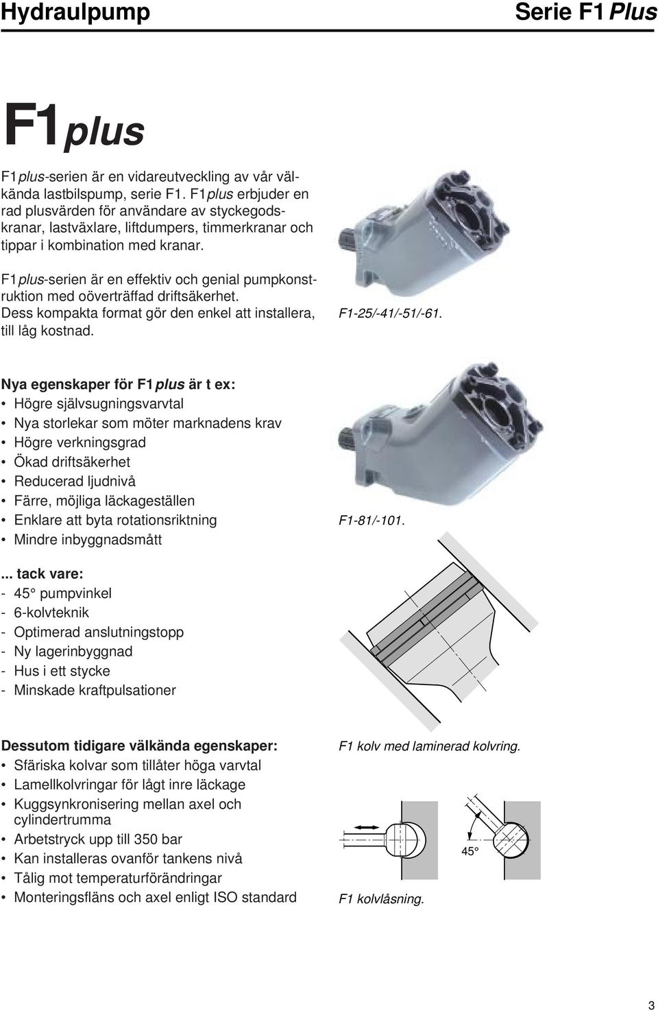 Hydraulpump Serie F1Plus Fast Deplacement - PDF Gratis nedladdning