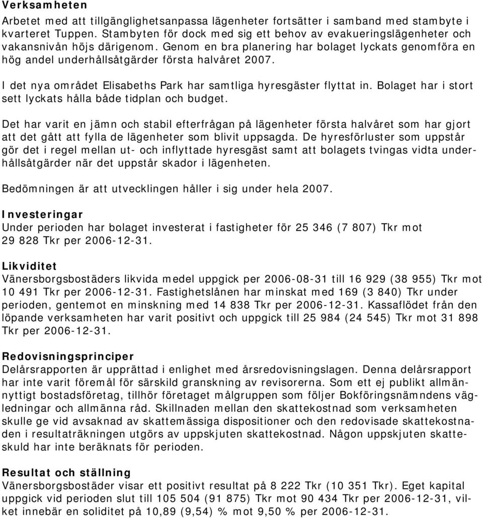 I det nya området Elisabeths Park har samtliga hyresgäster flyttat in. Bolaget har i stort sett lyckats hålla både tidplan och budget.