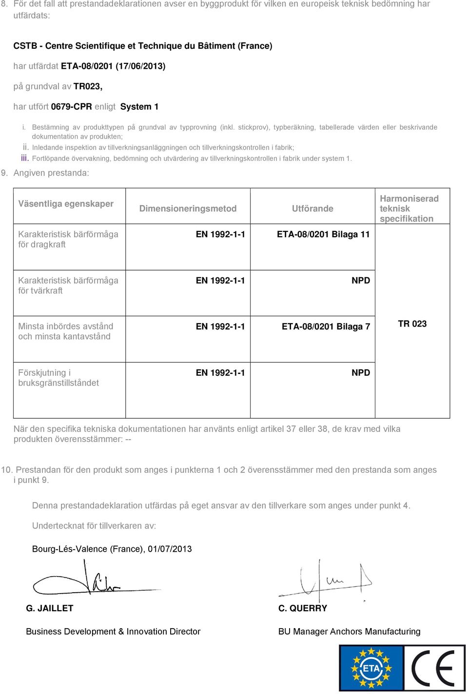 stickprov), typberäkning, tabellerade värden eller beskrivande dokumentation av produkten; ii. Inledande inspektion av tillverkningsanläggningen och tillverkningskontrollen i fabrik; iii.