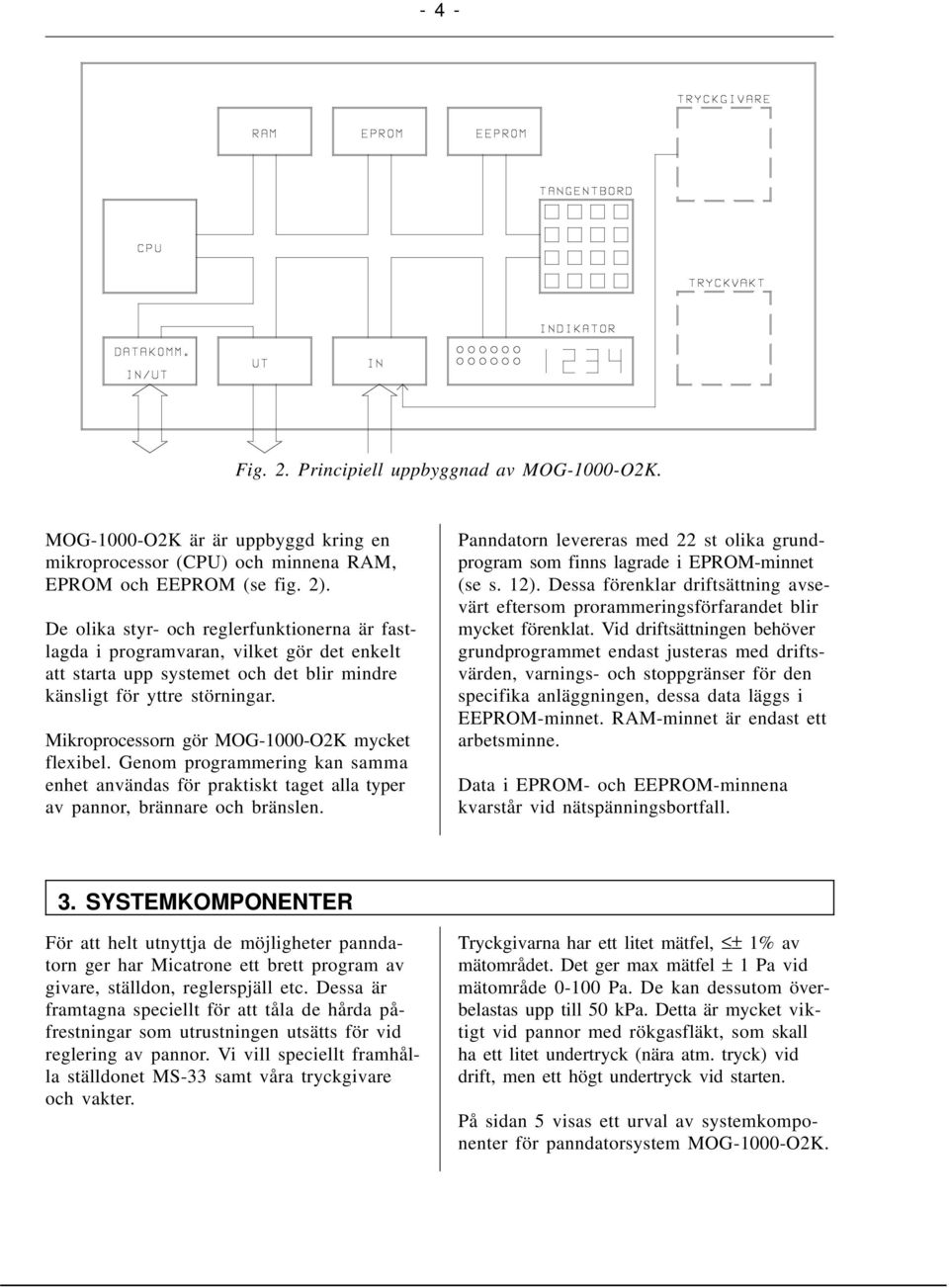Mikroprocessorn gör MOG-1000-O2K mycket flexibel. Genom programmering kan samma enhet användas för praktiskt taget alla typer av pannor, brännare och bränslen.