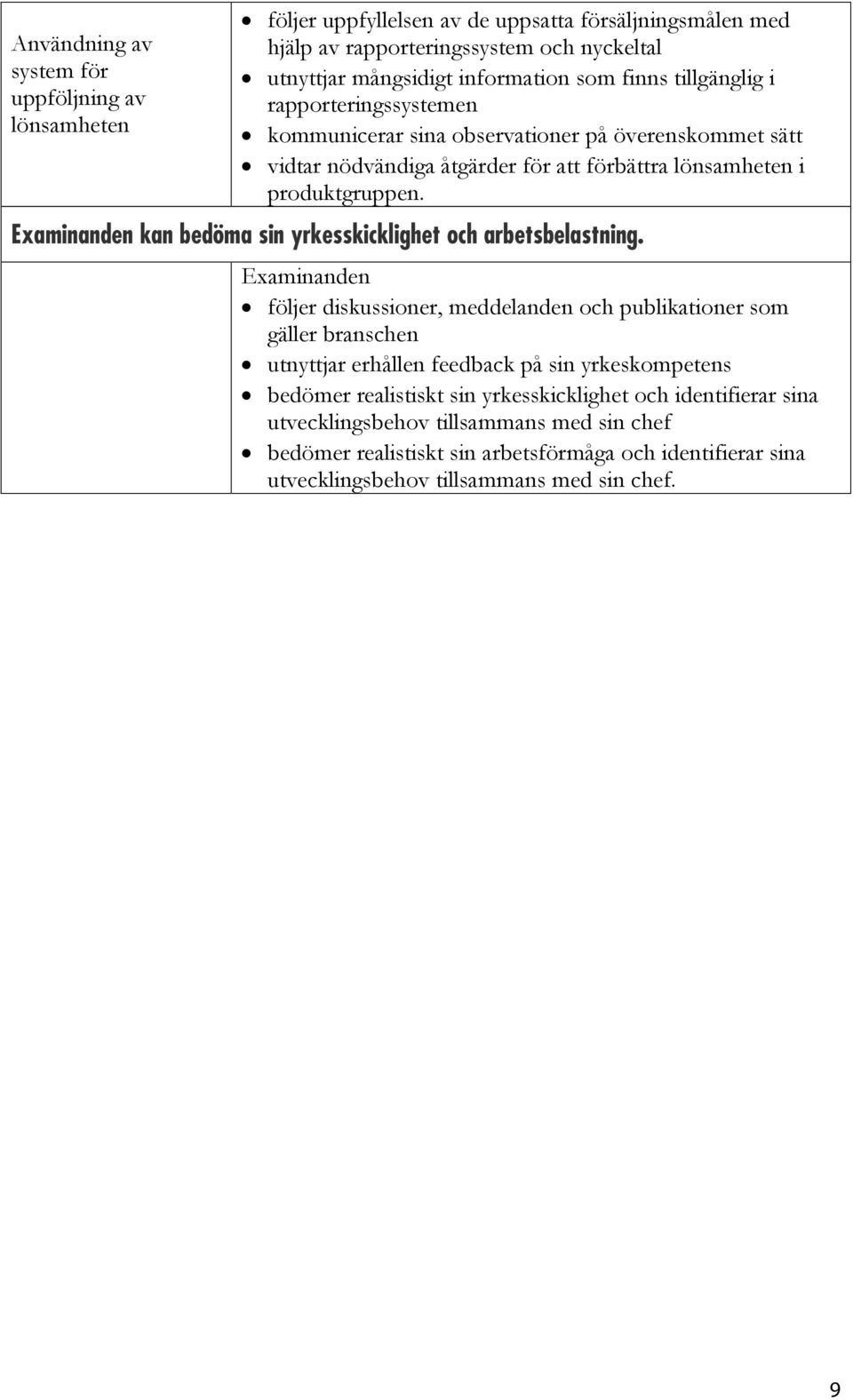 kan bedöma sin yrkesskicklighet och arbetsbelastning.