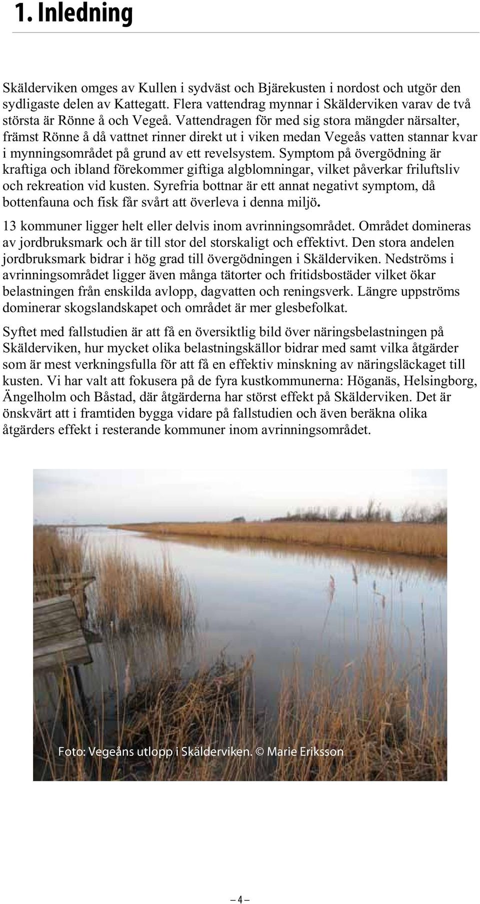 Vattendragen för med sig stora mängder närsalter, främst Rönne å då vattnet rinner direkt ut i viken medan Vegeås vatten stannar kvar i mynningsområdet på grund av ett revelsystem.