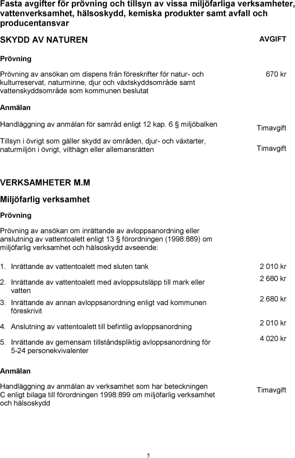 enligt 12 kap. 6 miljöbalken Tillsyn i övrigt som gäller skydd av områden, djur- och växtarter, naturmiljön i övrigt, vilthägn eller allemansrätten VERKSAMHETER M.