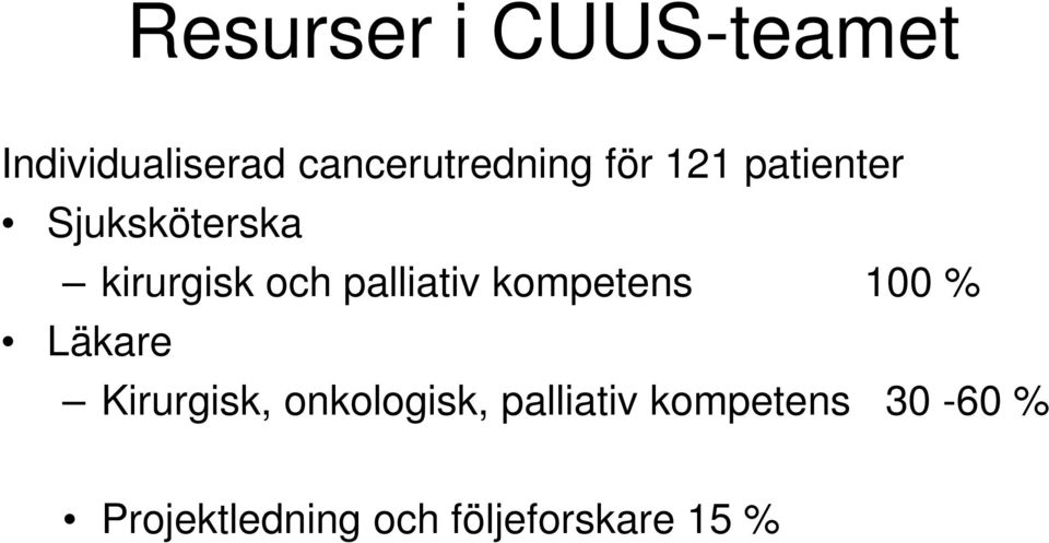 kompetens 100 % Läkare Kirurgisk, onkologisk, palliativ