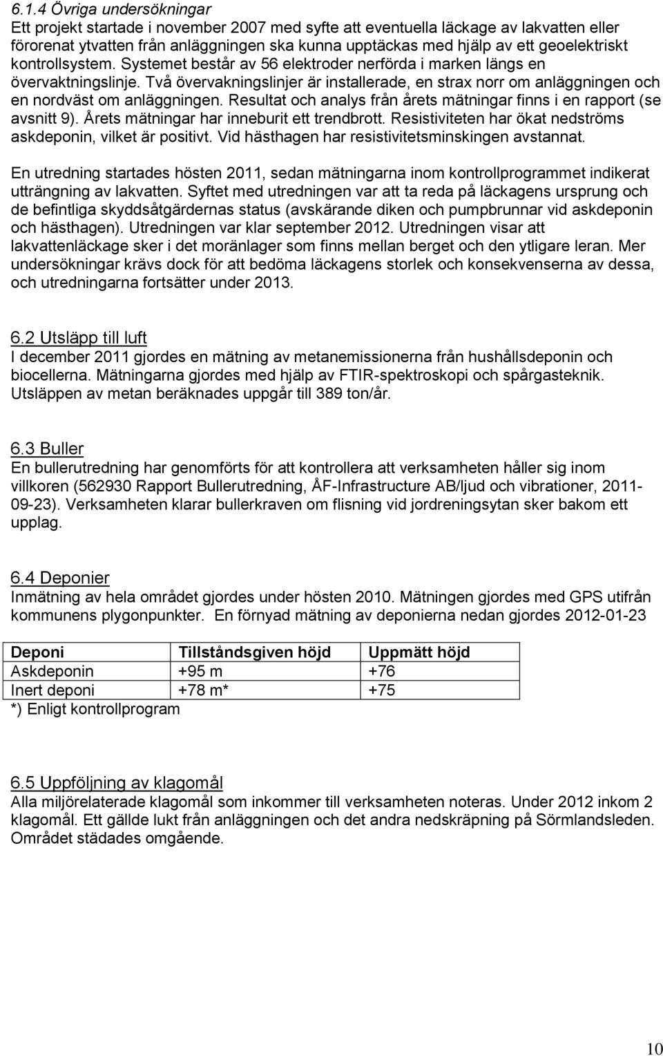 Två övervakningslinjer är installerade, en strax norr om anläggningen och en nordväst om anläggningen. Resultat och analys från årets mätningar finns i en rapport (se avsnitt 9).