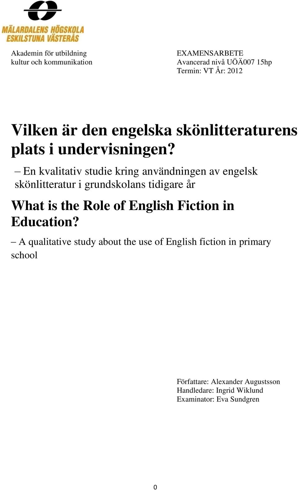 Vilken är den engelska skönlitteraturens plats i undervisningen? - PDF  Gratis nedladdning
