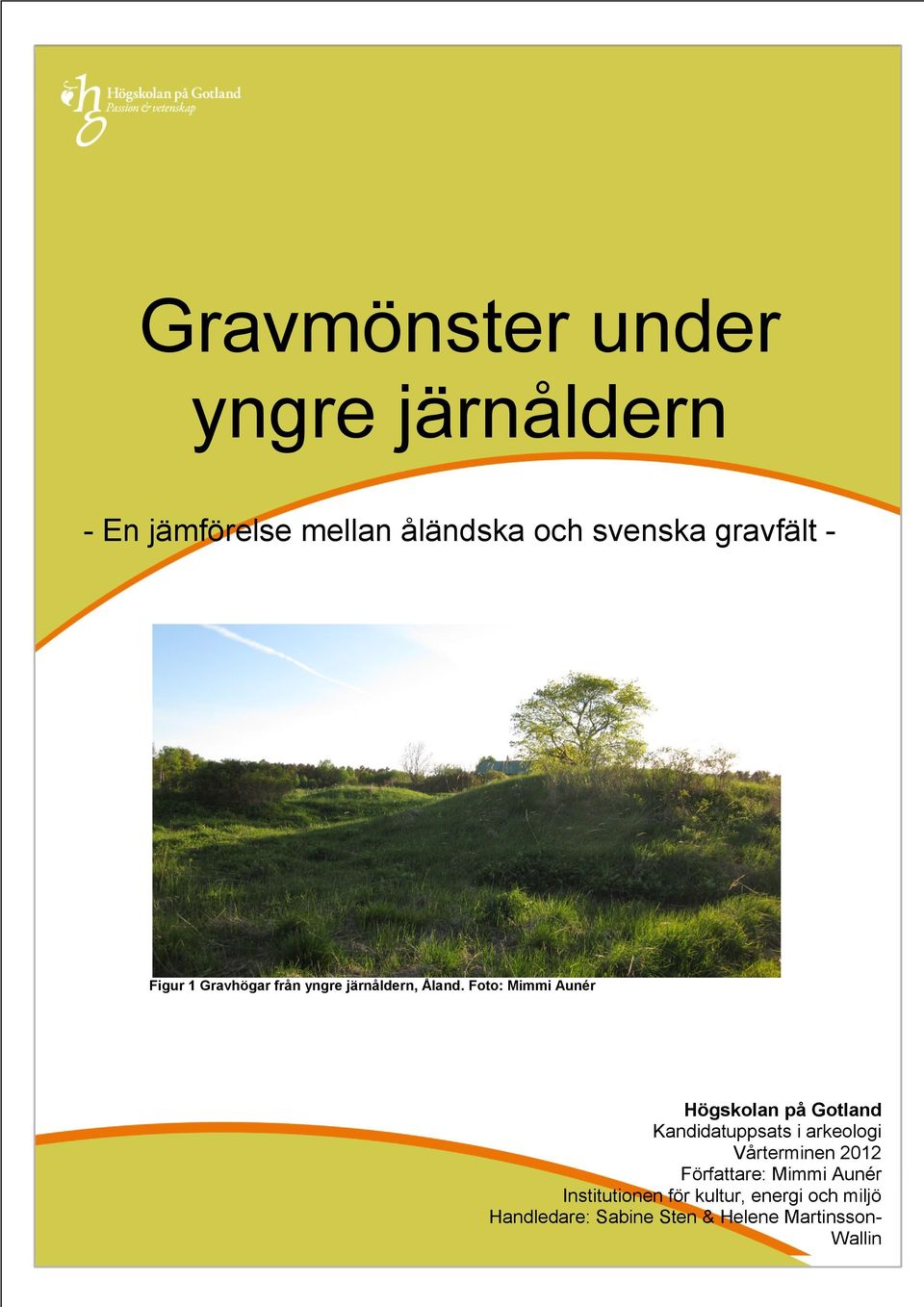 Foto: Mimmi Aunér Högskolan på Gotland Kandidatuppsats i arkeologi Vårterminen 2012
