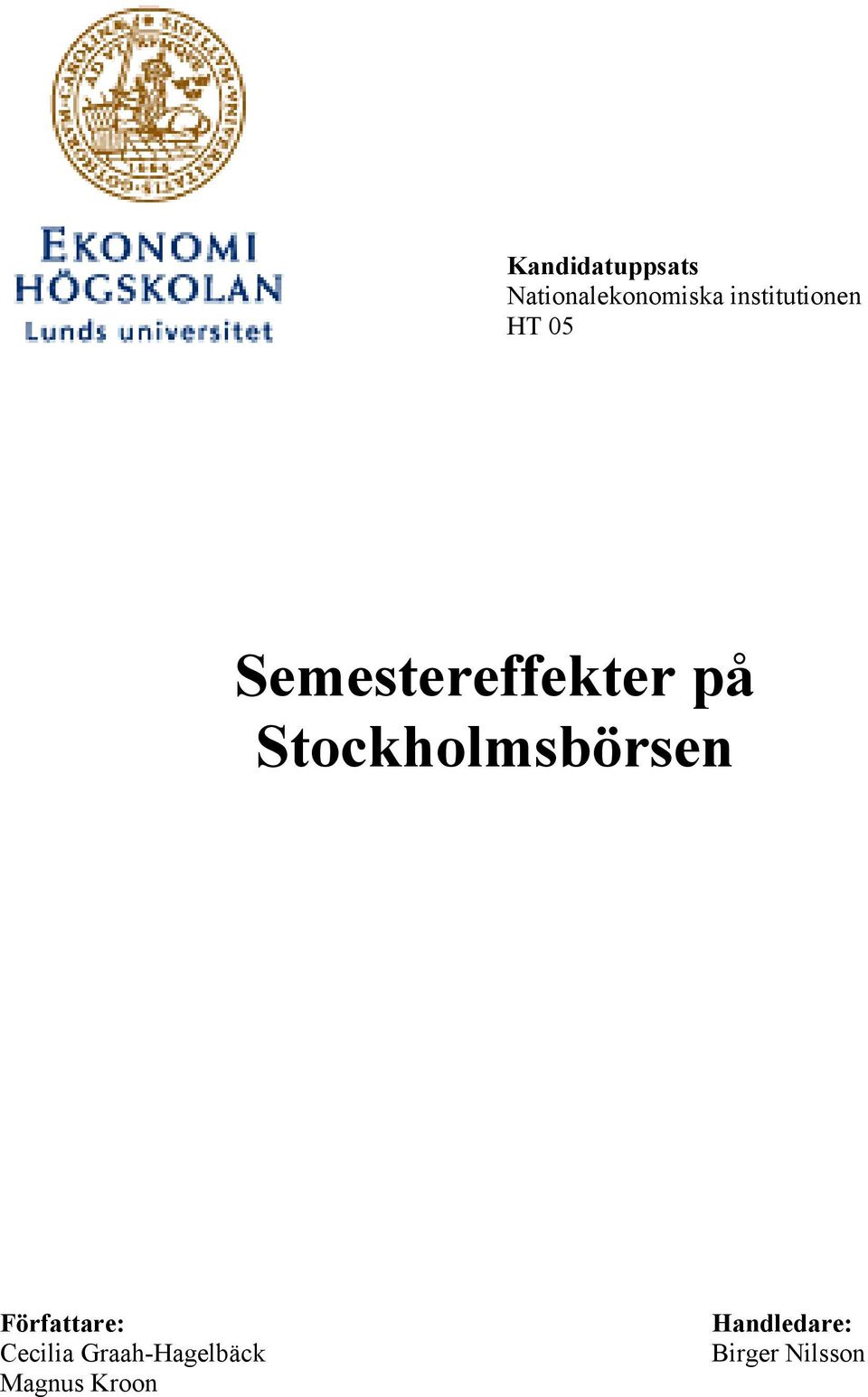 Semestereffekter på Stockholmsbörsen