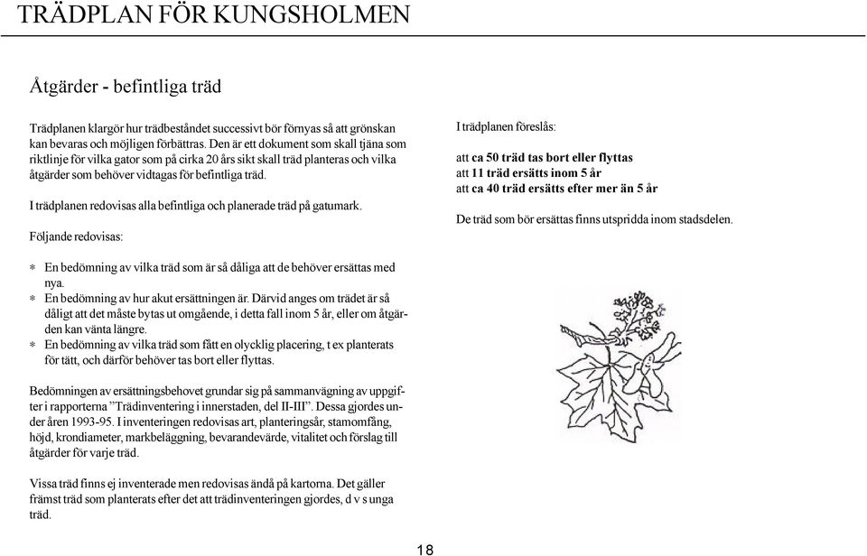 I trädplanen redovisas alla befintliga och planerade träd på gatumark.