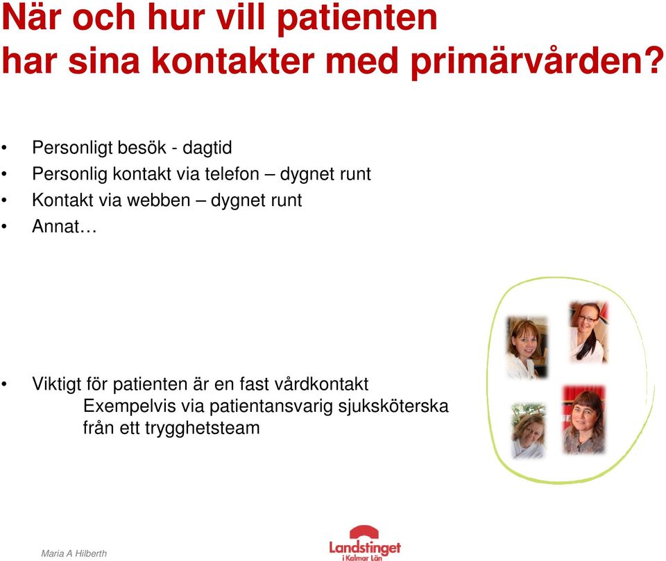 Kontakt via webben dygnet runt Annat Viktigt för patienten är en fast