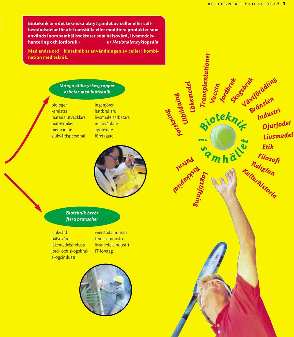 jordbruk«. ur Nationalencyklopedin Med andra ord bioteknik är användningen av celler i kombination med teknik.