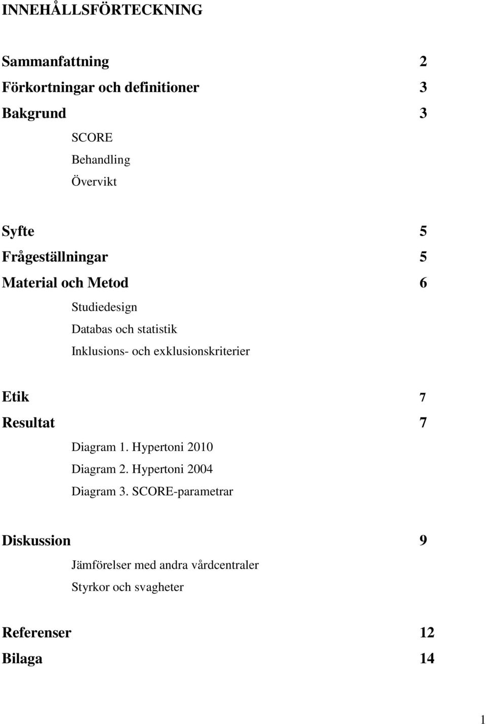 och exklusionskriterier Etik 7 Resultat 7 Diagram 1. Hypertoni 2010 Diagram 2. Hypertoni 2004 Diagram 3.