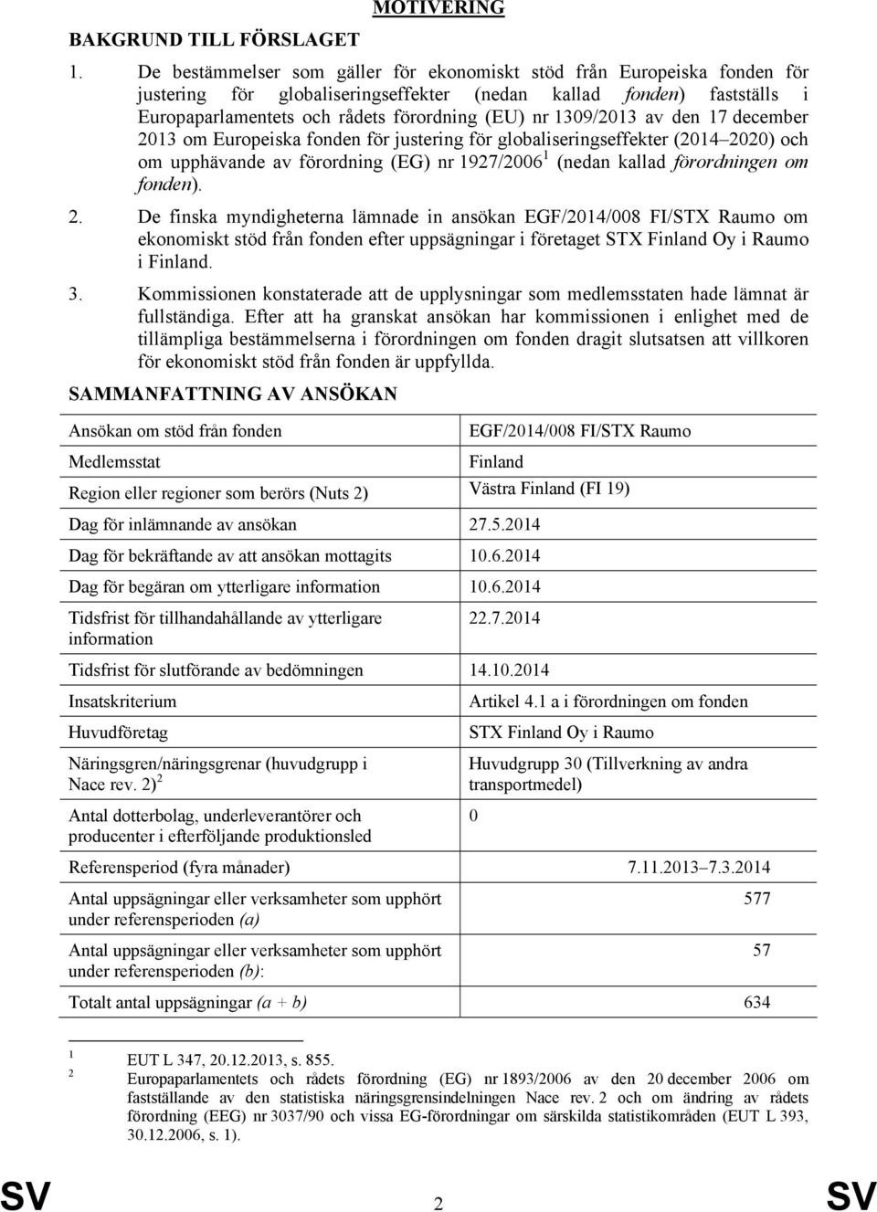 1309/2013 av den 17 december 2013 om Europeiska fonden för justering för globaliseringseffekter (2014 2020) och om upphävande av förordning (EG) nr 1927/2006 1 (nedan kallad förordningen om fonden).