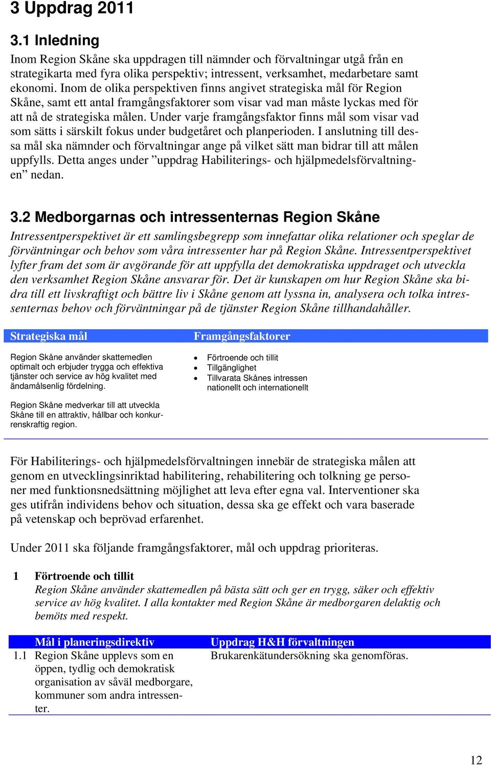 Under varje framgångsfaktor finns mål som visar vad som sätts i särskilt fokus under budgetåret och planperioden.