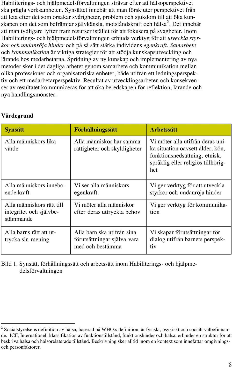 hälsa 2. Det innebär att man tydligare lyfter fram resurser istället för att fokusera på svagheter.