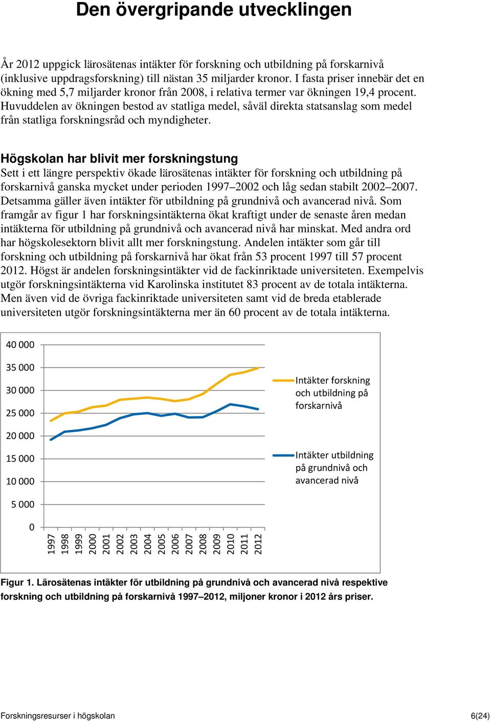 Huvuddelen av ökningen bestod av statliga medel, såväl direkta statsanslag som medel från statliga forskningsråd och myndigheter.