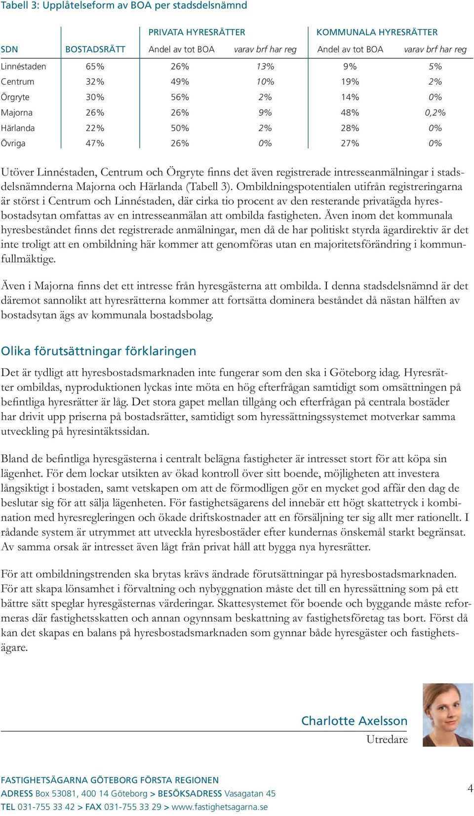 registrerade intresseanmälningar i stadsdelsnämnderna Majorna och Härlanda (Tabell 3).