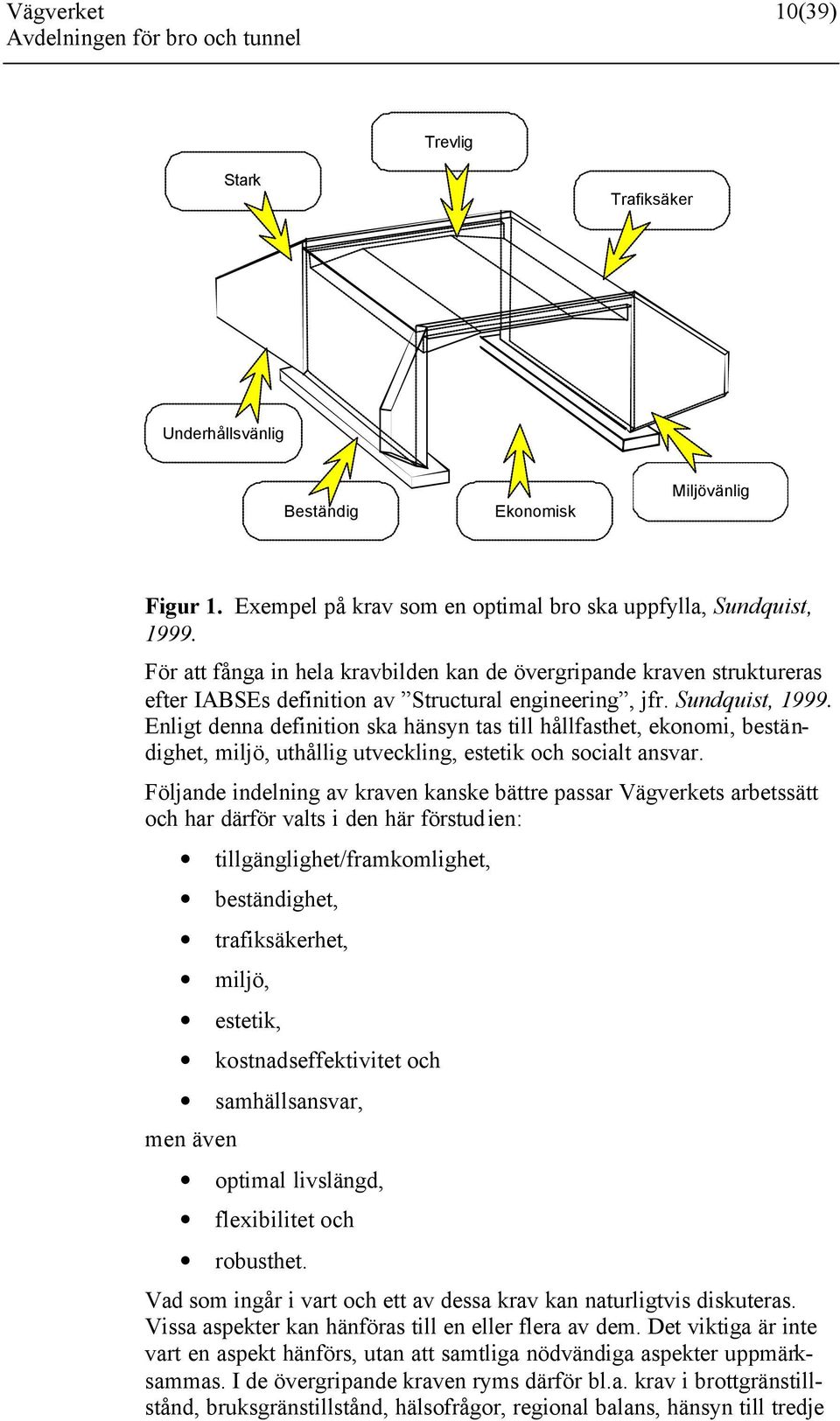 Enligt denna definition ska hänsyn tas till hållfasthet, ekonomi, beständighet, miljö, uthållig utveckling, estetik och socialt ansvar.