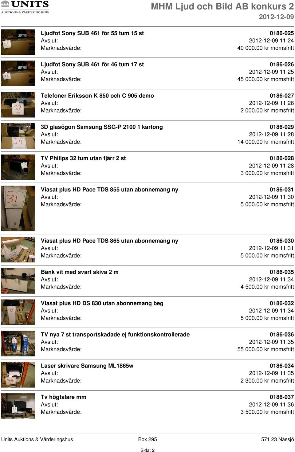 00 kr momsfritt 3D glasögon Samsung SSG-P 2100 1 kartong 0186-029 Avslut: 11:28 14 000.
