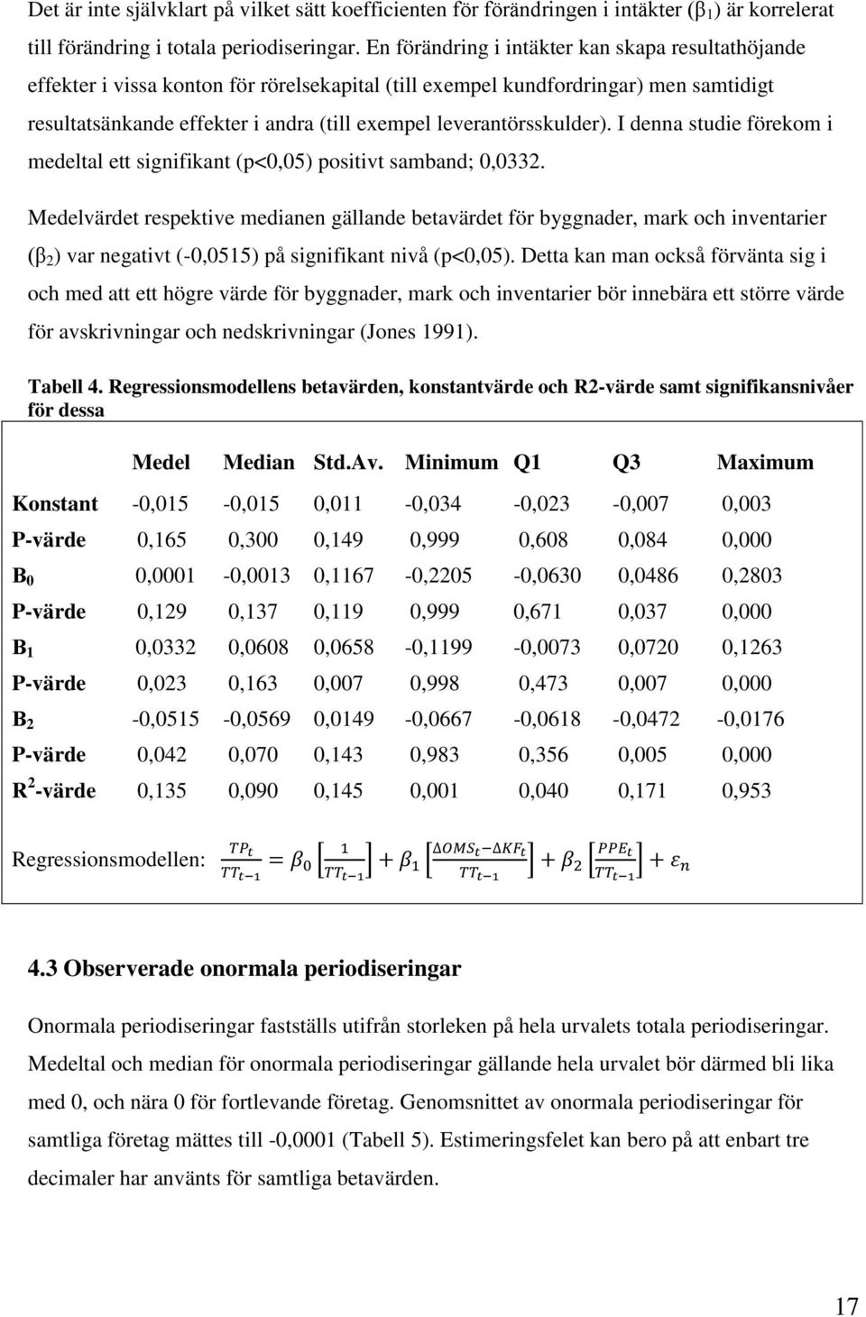 leverantörsskulder). I denna studie förekom i medeltal ett signifikant (p<0,05) positivt samband; 0,0332.