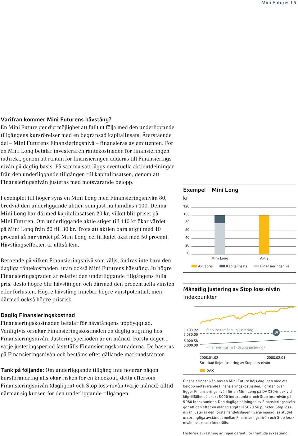 För en Mini Long betalar investeraren räntekostnaden för finansieringen indirekt, genom att räntan för finansieringen adderas till Finansieringsnivån på daglig basis.