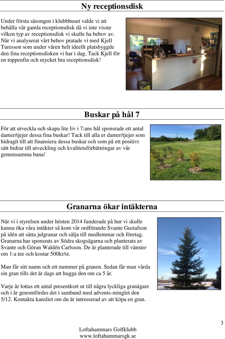 Buskar på hål 7 För att utveckla och skapa lite liv i 7:ans hål sponsrade ett antal damer/tjejer dessa fina buskar!