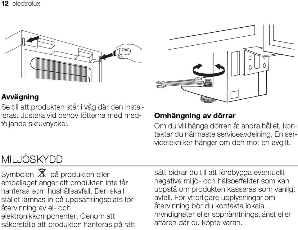 Den skall i stället lämnas in på uppsamlingsplats för återvinning av el- och elektronikkomponenter.