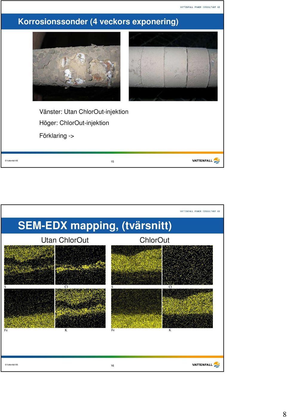 ChlorOut-injektion Förklaring -> 15 SEM-EDX
