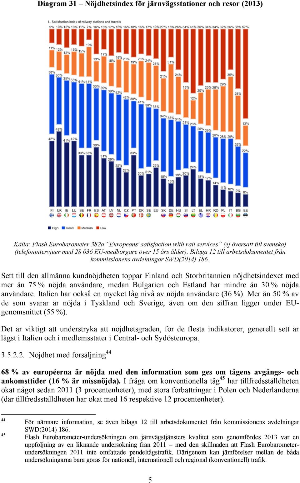 Sett till den allmänna kundnöjdheten toppar Finland och Storbritannien nöjdhetsindexet med mer än 75 % nöjda användare, medan Bulgarien och Estland har mindre än 30 % nöjda användare.