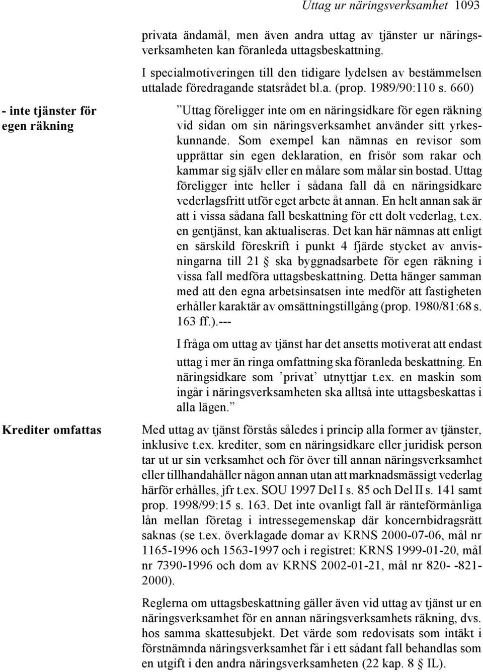 660) Uttag föreligger inte om en näringsidkare för egen räkning vid sidan om sin näringsverksamhet använder sitt yrkeskunnande.