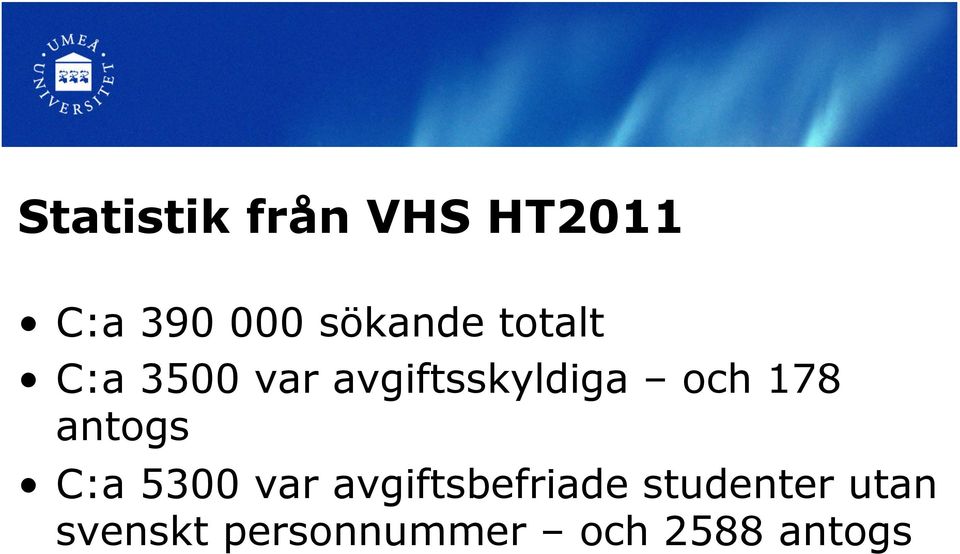 och 178 antogs C:a 5300 var avgiftsbefriade