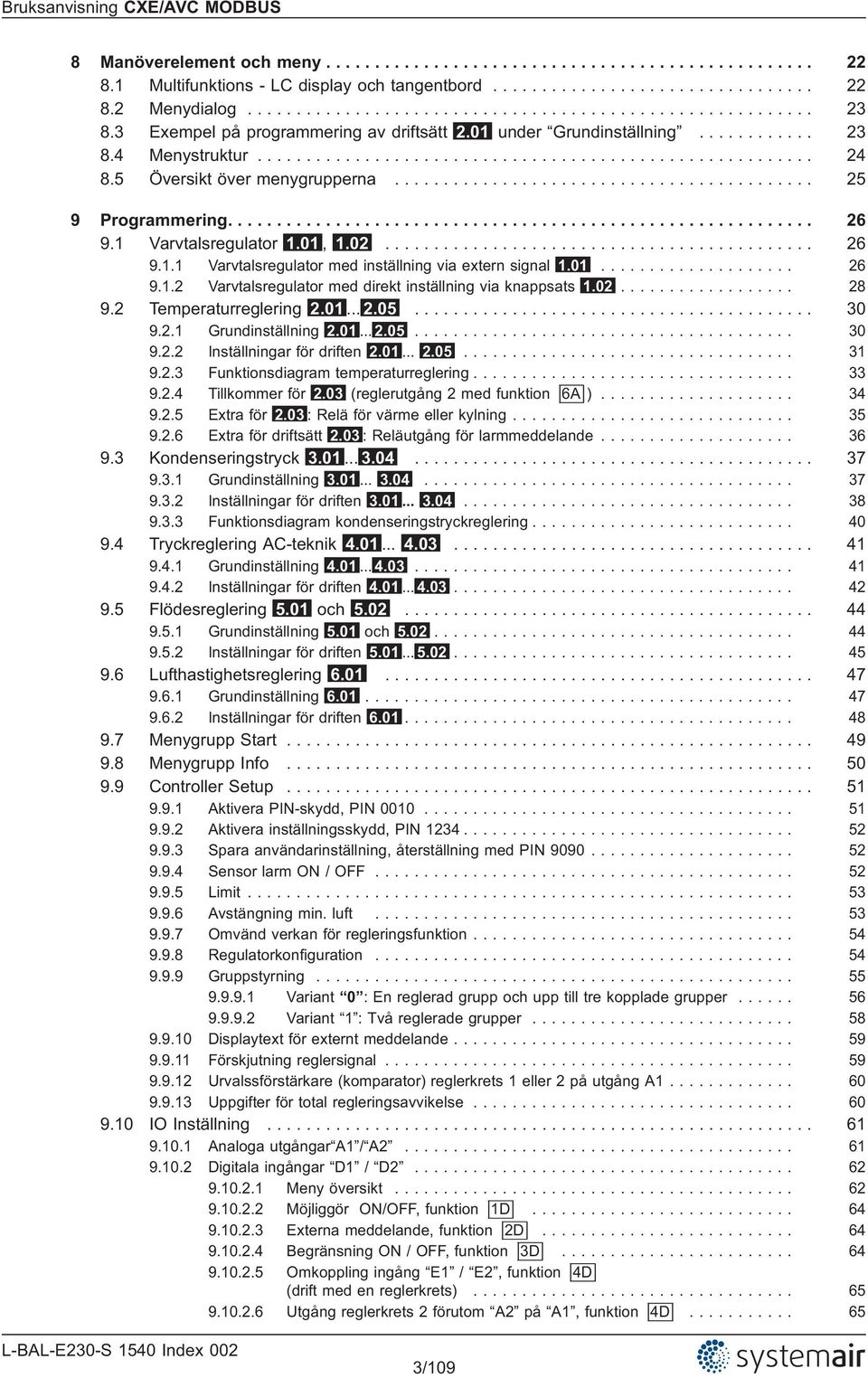 ........................................................... 26 9.1 Varvtalsregulator 1.01, 1.02............................................ 26 9.1.1 Varvtalsregulator med inställning via extern signal 1.