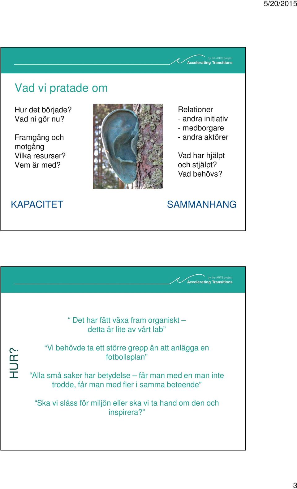 KAPACITET SAMMANHANG Det har fått växa fram organiskt detta är lite av vårt lab HUR?