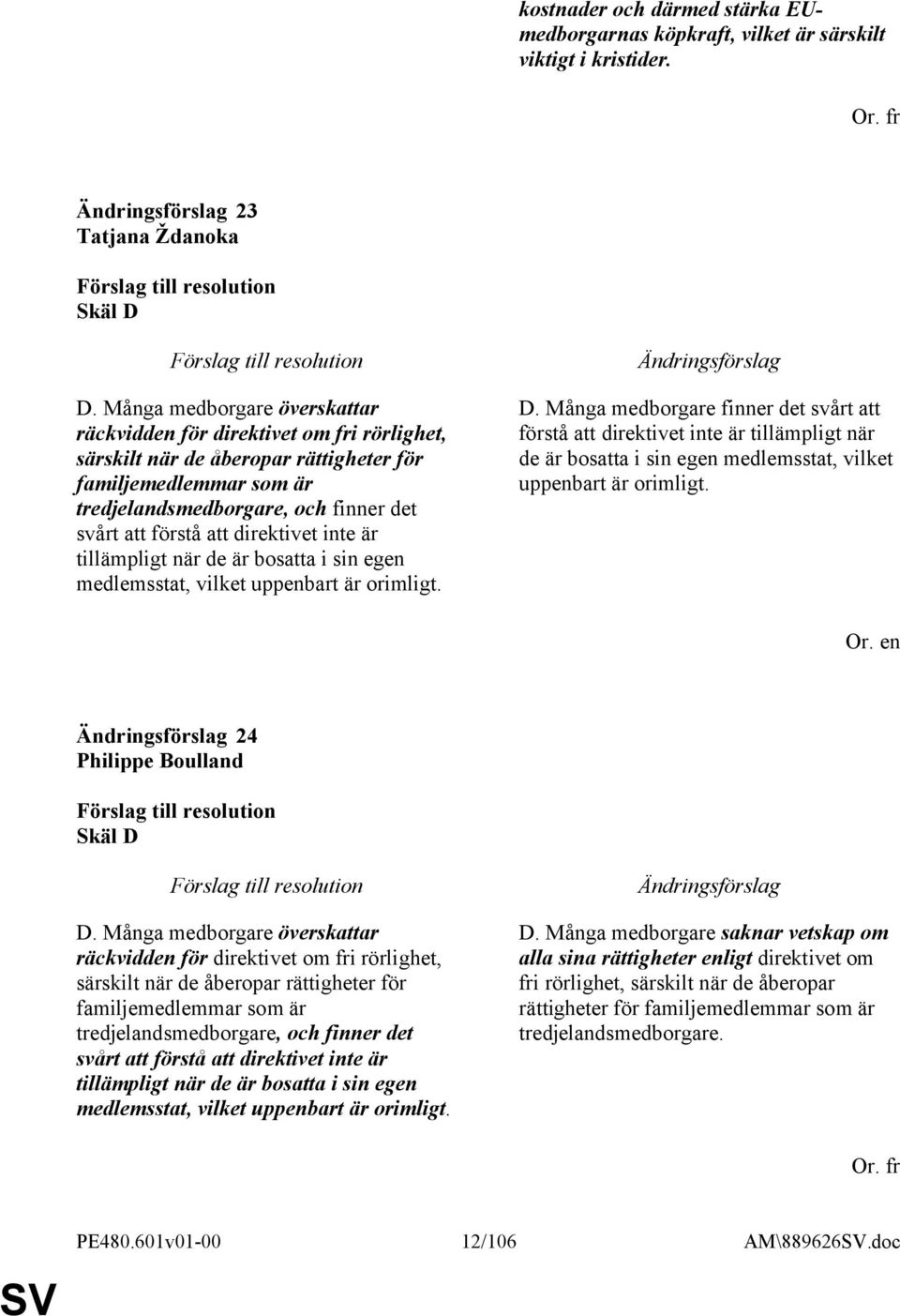 direktivet inte är tillämpligt när de är bosatta i sin egen medlemsstat, vilket uppenbart är orimligt. D.