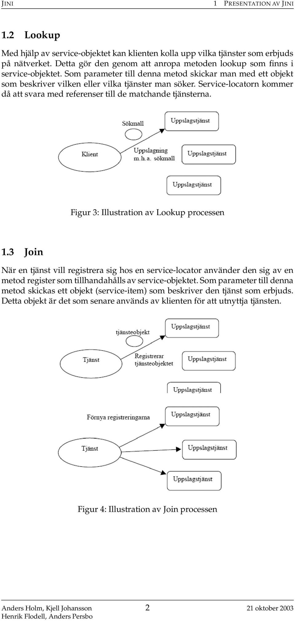 Service-locatorn kommer då att svara med referenser till de matchande tjänsterna. Figur 3: Illustration av Lookup processen 1.