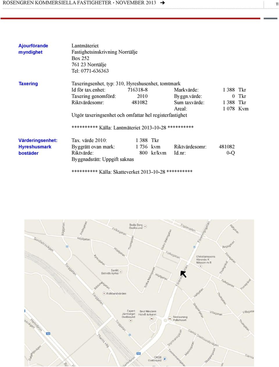 värde: 0 Tkr Riktvärdesomr: 481082 Sum taxvärde: 1 388 Tkr Areal: 1 078 Kvm Utgör taxeringsenhet och omfattar hel registerfastighet ********** Källa: Lantmäteriet 2013-10-28 **********