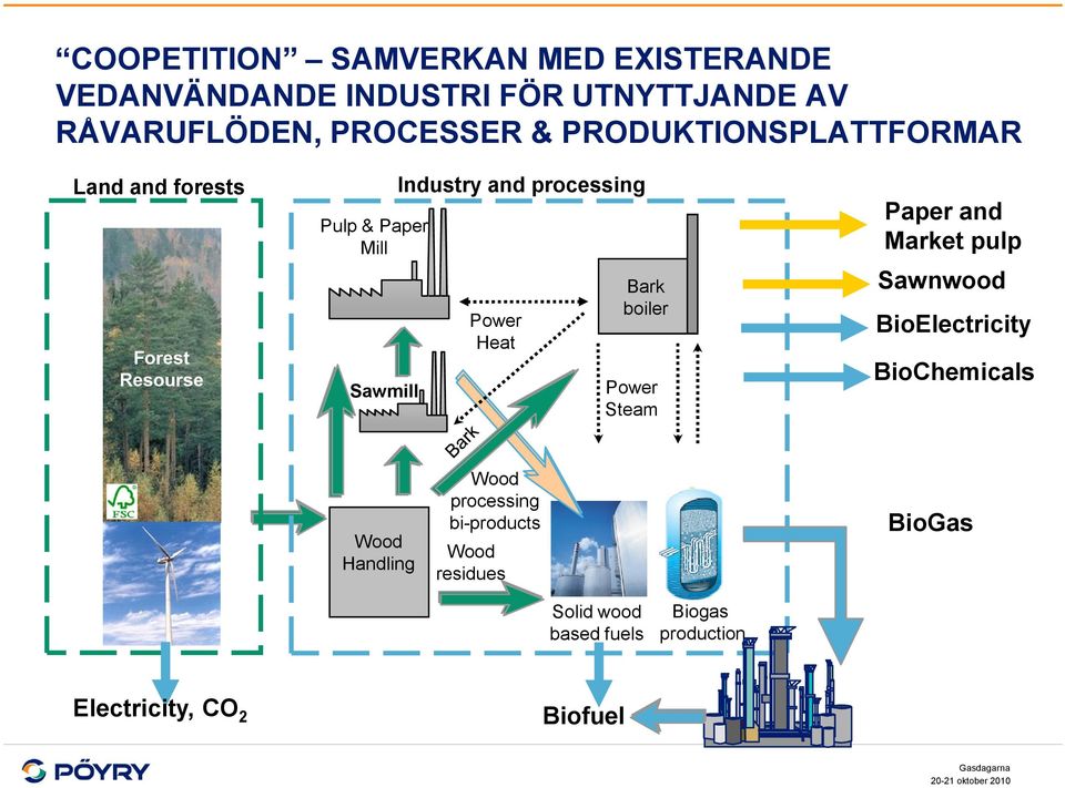 Power Heat Bark boiler Power Steam Paper and Market pulp Sawnwood BioElectricity BioChemicals Wood Handling