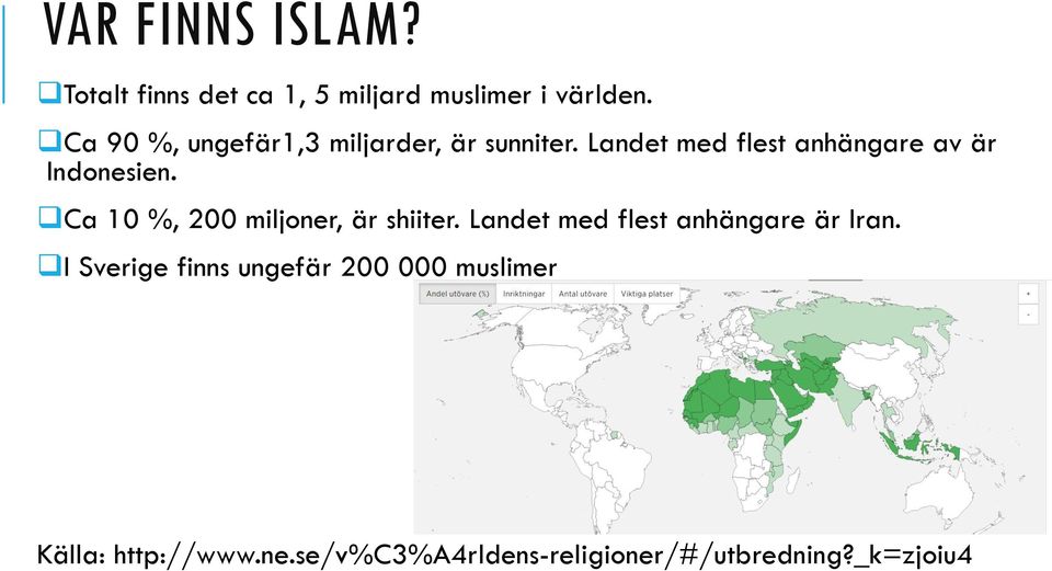 Landet med flest anhängare av är Indonesien. Ca 10 %, 200 miljoner, är shiiter.