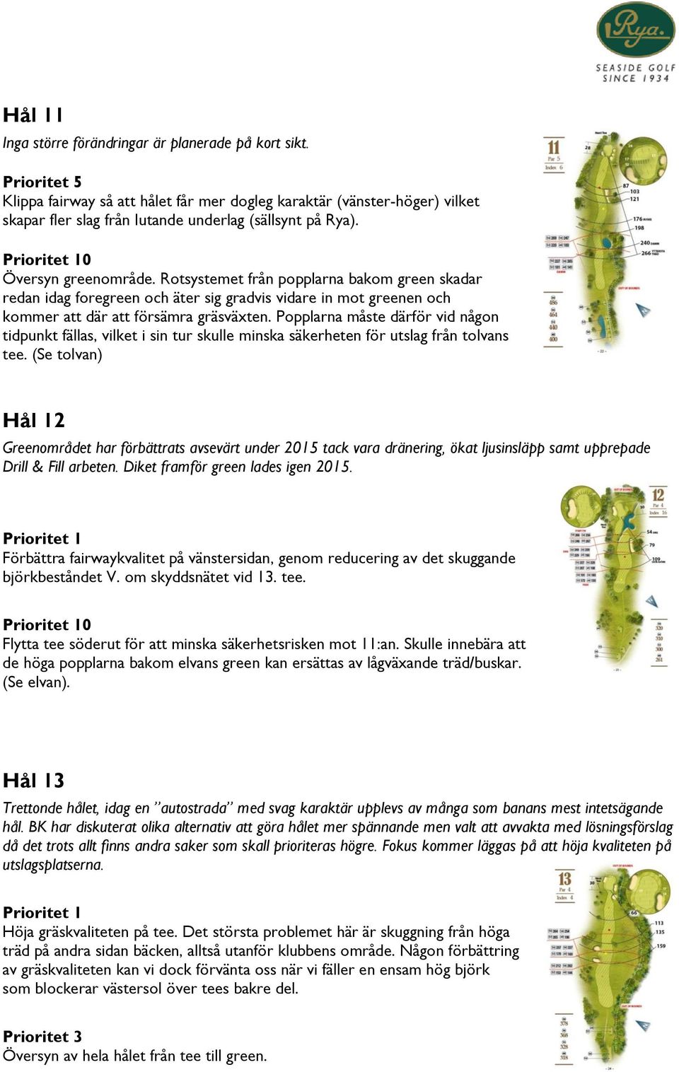 Rotsystemet från popplarna bakom green skadar redan idag foregreen och äter sig gradvis vidare in mot greenen och kommer att där att försämra gräsväxten.