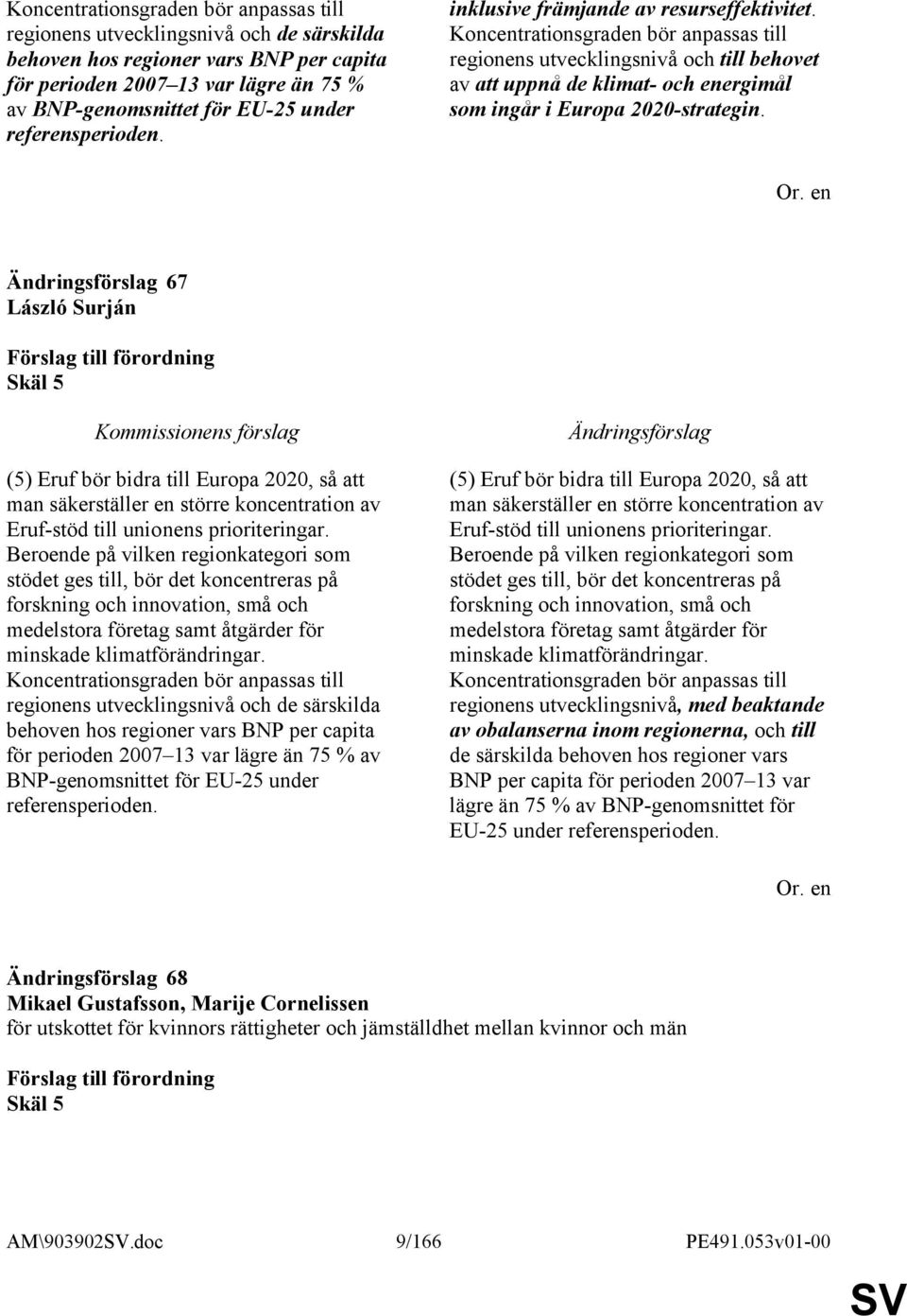 Koncentrationsgraden bör anpassas till regionens utvecklingsnivå och till behovet av att uppnå de klimat- och energimål som ingår i Europa 2020-strategin.