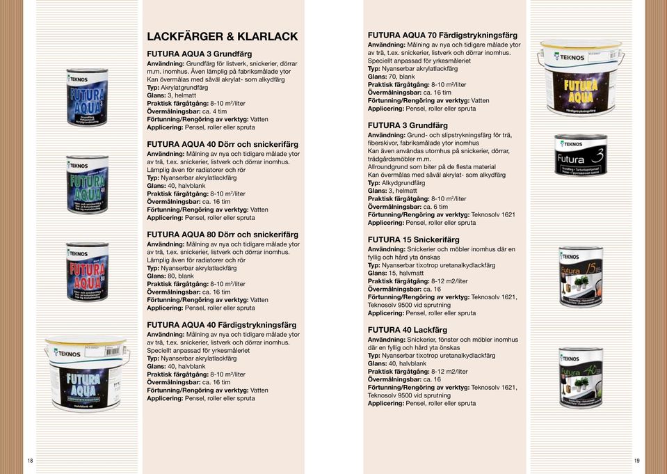 Användning: Målning av nya och tidigare målade ytor av trä, t.ex. snickerier, listverk och dörrar inomhus.