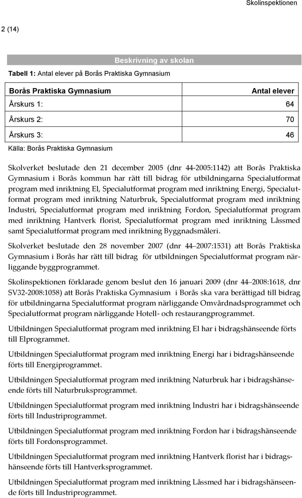 Specialutformat program med inriktning Energi, Specialutformat program med inriktning Naturbruk, Specialutformat program med inriktning Industri, Specialutformat program med inriktning Fordon,