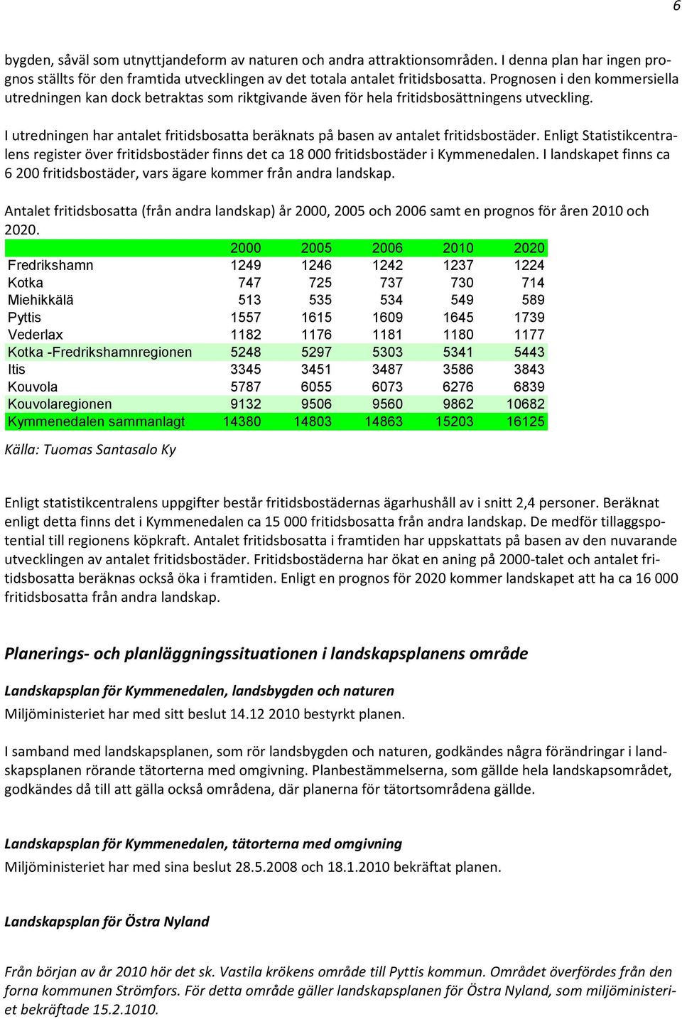 I utredningen har antalet fritidsbosatta beräknats på basen av antalet fritidsbostäder. Enligt Statistikcentralens register över fritidsbostäder finns det ca 18 000 fritidsbostäder i Kymmenedalen.
