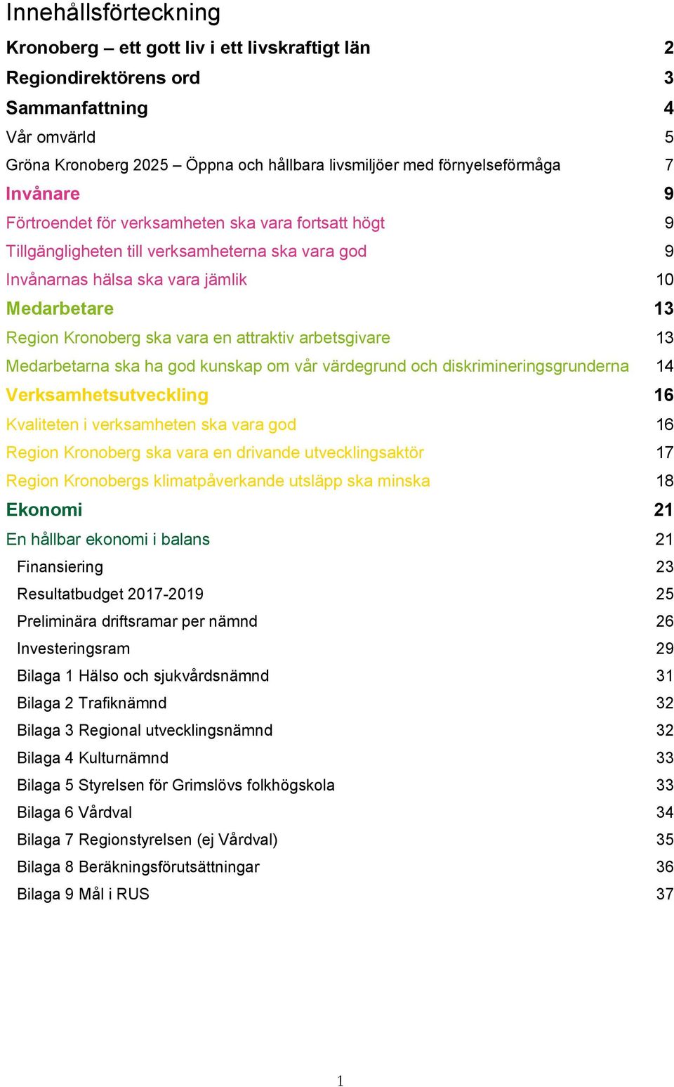 attraktiv arbetsgivare 13 Medarbetarna ska ha god kunskap om vår värdegrund och diskrimineringsgrunderna 14 Verksamhetsutveckling 16 Kvaliteten i verksamheten ska vara god 16 Region Kronoberg ska