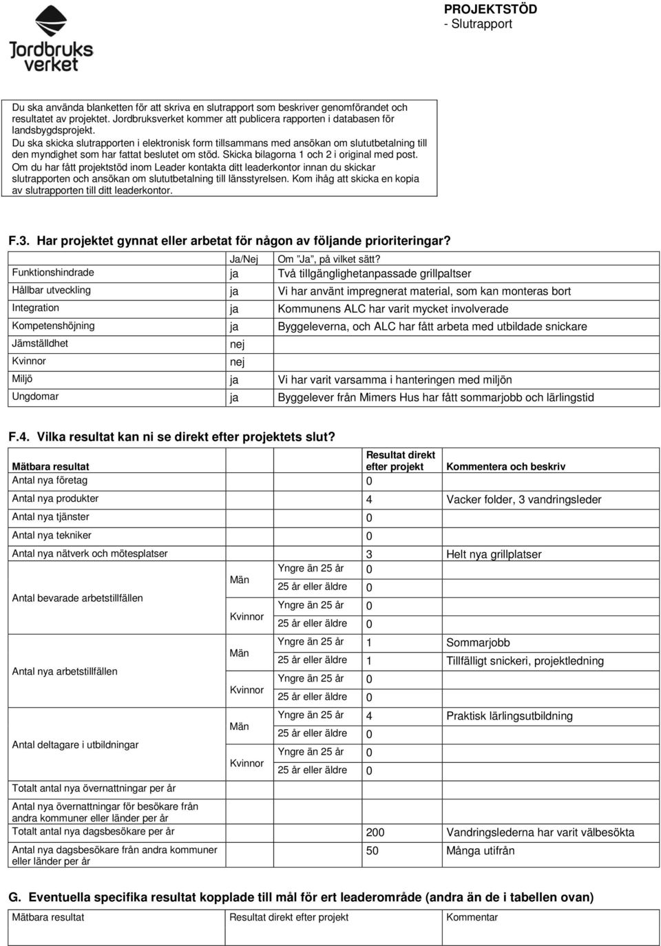 Du ska skicka slutrapporten i elektronisk form tillsammans med ansökan om slututbetalning till den myndighet som har fattat beslutet om stöd. Skicka bilagorna 1 och 2 i original med post.