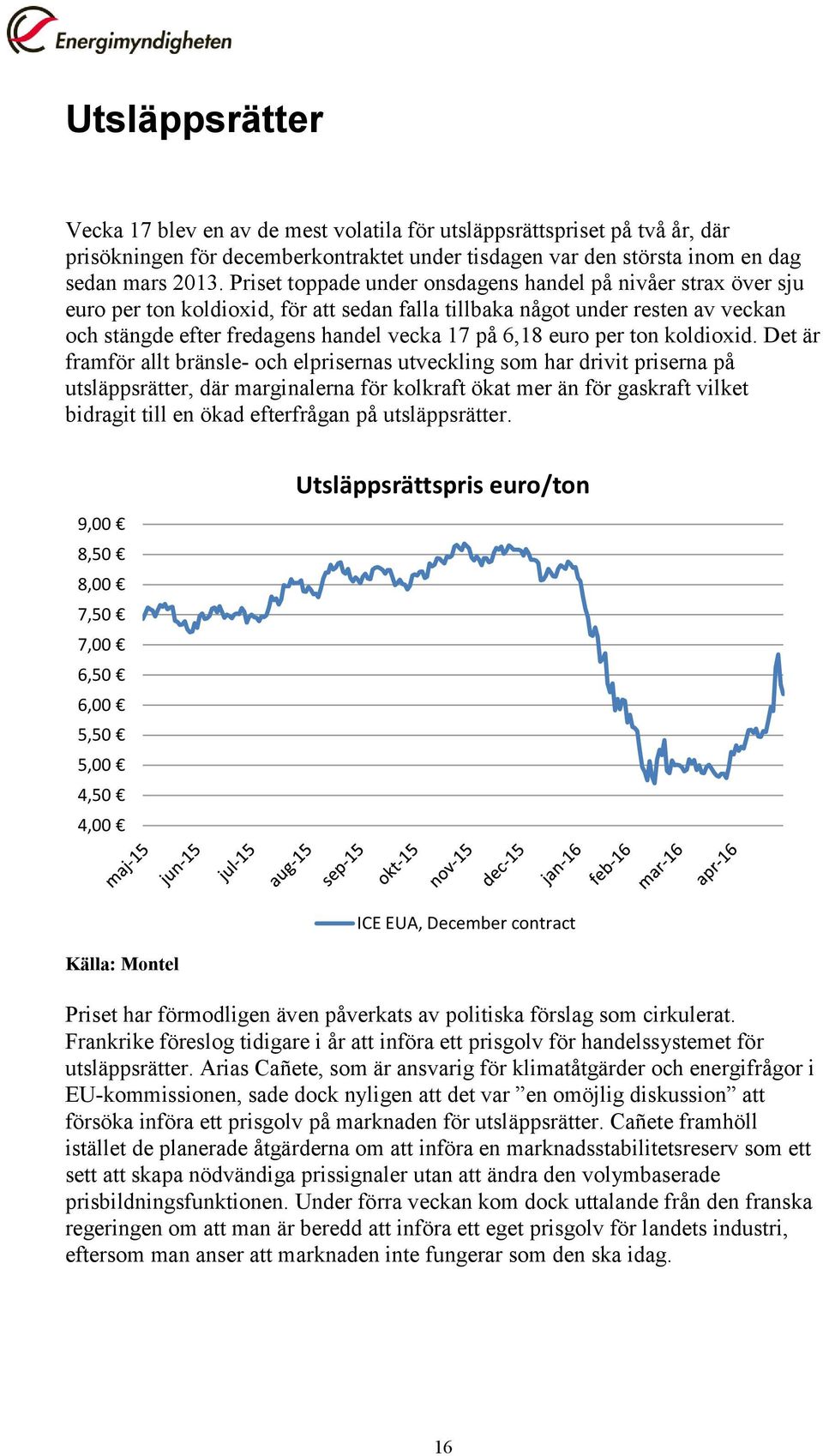 euro per ton koldioxid.