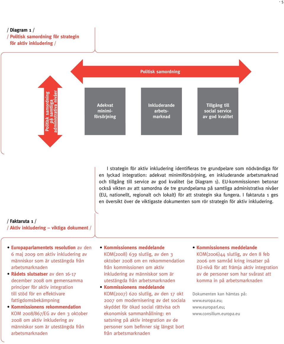 inkluderande arbetsmarknad och tillgång till service av god kvalitet (se Diagram 1).