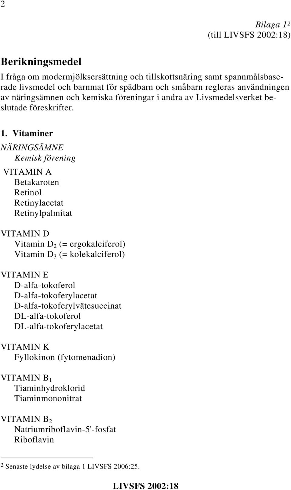 Vitaminer NÄRINGSÄMNE VITAMIN A Betakaroten Retinol Retinylacetat Retinylpalmitat VITAMIN D Vitamin D 2 (= ergokalciferol) Vitamin D 3 (= kolekalciferol) VITAMIN E D-alfa-tokoferol
